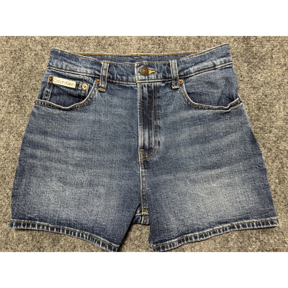Calvin Klein Womens High Rise Denim Shorts Medium Wash Blue 47B963G Size 27